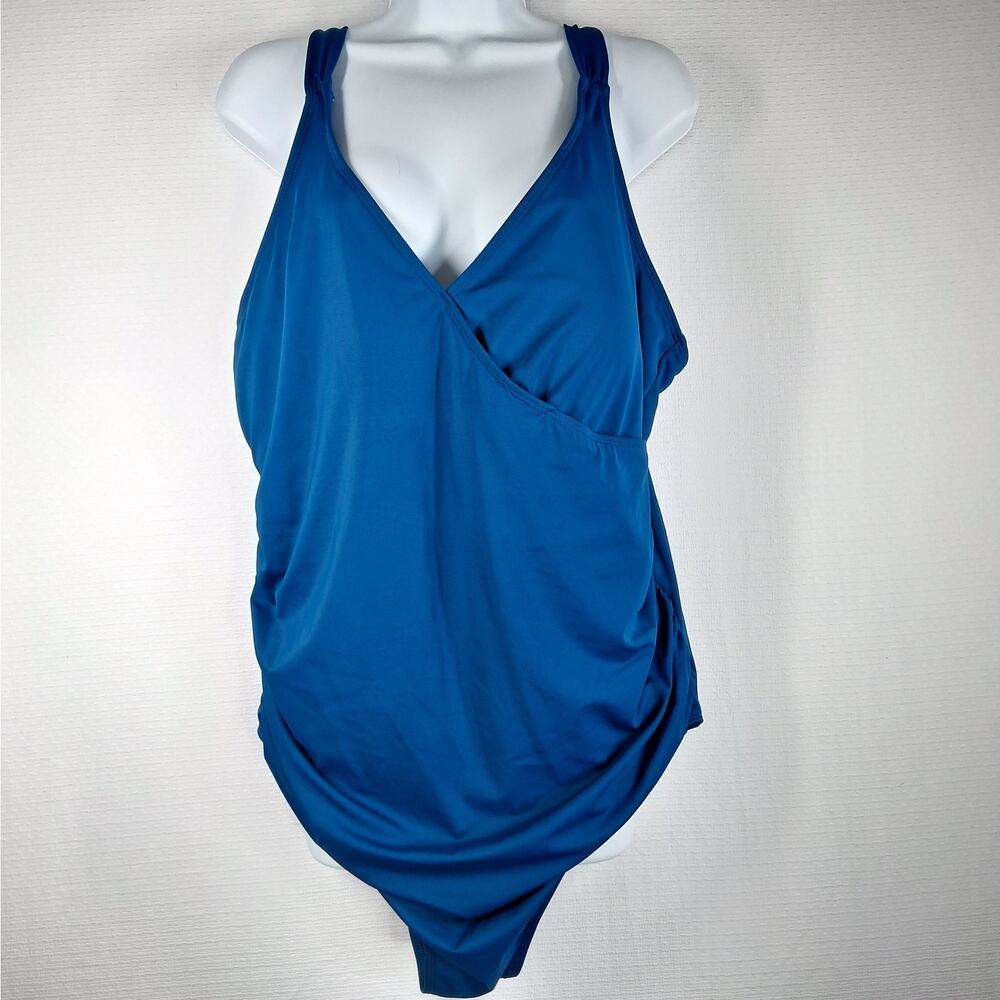 Anne Cole One Piece Suim Suit Women's Size 22W Blue Adjustable